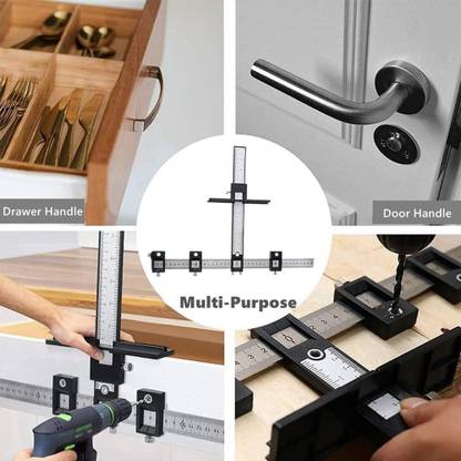 SEVENSPACE Cabinet Hardware Jig, Hardware Template Tool-Adjustable Drill Guide Stainless Steel Friction Rolling Cabinet