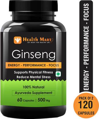 Health Mart Ginseng Capsule for energy, performance and focus | 500mg | 120 Capsules
