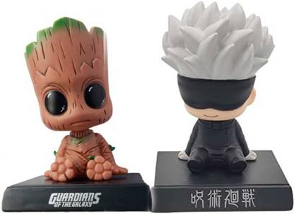 JAINSON MARTIN Combo Of Baby Groot And Satoru Gojo Jujutsu Kaisen Bobble Head