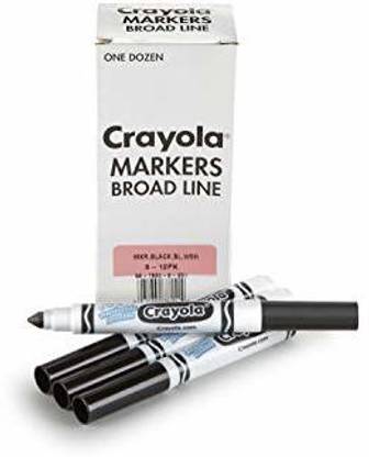 CRAYOLA Black Washable Markers, Broad Line Markers, 12 Count