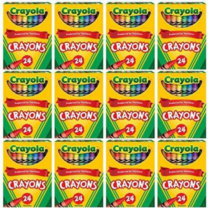 CRAYOLA Crayons Bulk, 12 Crayon Packs with 24 Assorted Colors, School Supplies