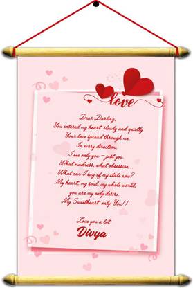 Midas Craft I Love You Divya Wooden Scrolled Love Letter Quotes 02 Greeting Card