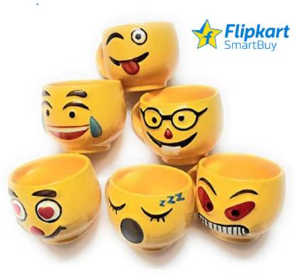 Flipkart SmartBuy Pack of 1 Ceramic Smiley Tea / Coffee Cup for Gifting & Home use Emojis for Children