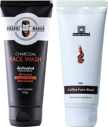 DAADHI MOOCH Beard Mustache Charcoal & Coffee  Combo for Fairness, Oil Control,Acne Face Wash