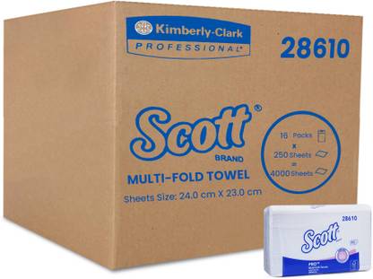 Scott M-Fold Paper Towels (28610) - Multifold Hand Towels - 16 Packs x 250 Towels Toilet Paper Roll