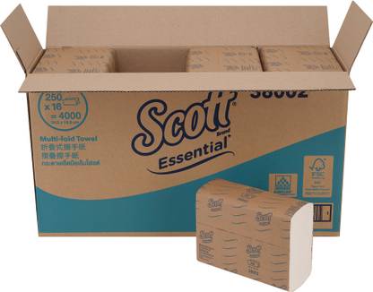 Scott Essential Multi Fold Hand Towel (38002) - M Fold Towel - 16 Packs x 250 Sheets Toilet Paper Roll