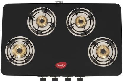 Pigeon Sleek 4 Burner Glass Manual Gas Stove