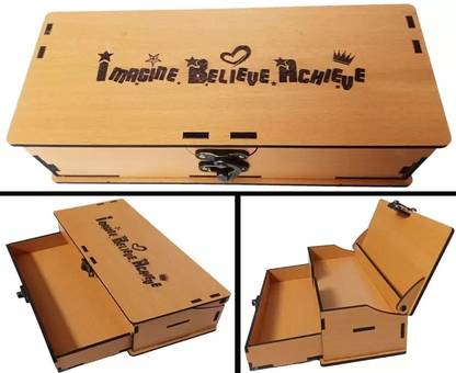 Glowbird Imagine Believe Achieve Pencil Box, Pencil Case for Kids Geometry Box