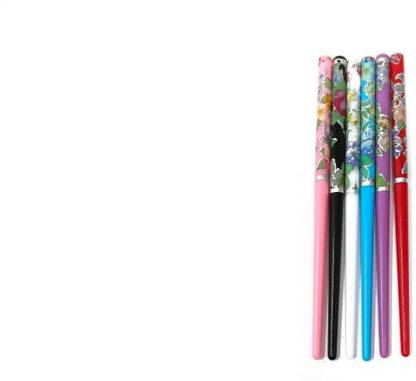 Krishna Creation G G Multicolour Designer Printed Hair Juda Bun Stick -Pack of 5 (18x0.8 LW cm Bun Stick