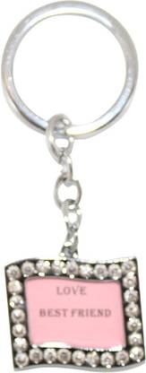 Passion Creatorz Photo Frame Stone Square Shape Metal Keychain Key Chain