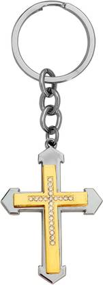 M Men Style Large Gold Crystal Crusifix Cross Keychain Skey202164 Key Chain