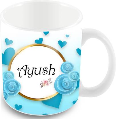 Tuelip Printed Design of Name "Ayush" Ceramic Coffee Mug