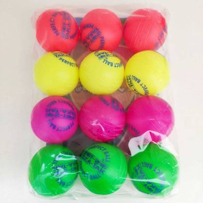 Pleasure Treasure Hard Plastic Cricket Balls Set of 12 (Multicolor) with 6.4 CM Diameter