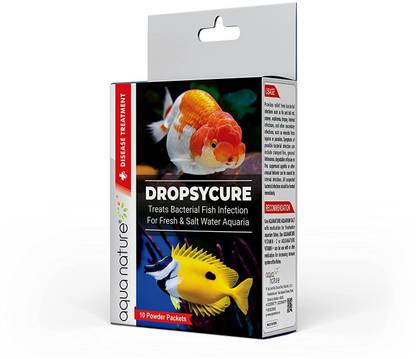 Aquanature DropsyCure Treat Bacterial Fish Infection for Water Aquarium (10 Powder Packs) Pet Health Supplements