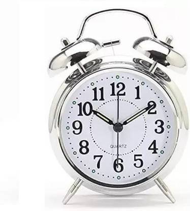 Roshani Enterprise Alarm Clock Silver Twin Bell Loud for Bedroom, Office , Home Décor Sand Clock