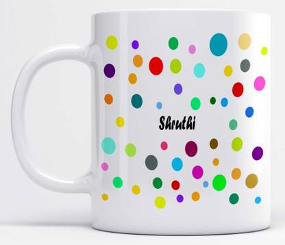 Eedhasss Name Shruthi Polka Dot Printed Ceramic Coffee Mug