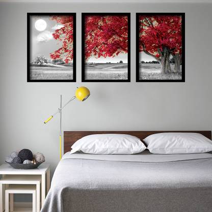 surmul Wall Scenery Set of 3 Frame Wall Poster Home Décor Big Size 36 In X 18 Canvas 18 inch x 12 inch Painting