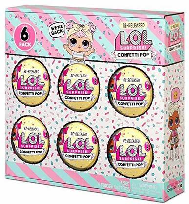 LOL Surprise Confetti Pop 6 Pack Dawn 6 Re-Released Dolls Each with 9 Surprises,571612  - 9.9 inch