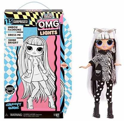 LOL Surprise OMG Lights Groovy Babe Fashion Doll with 15 Surprises Accessories Set