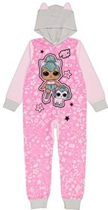 LOL Surprise Girls' Hooded Union Suit, Kitty Queen, 4,21LZ116GBSDZ  - 4.4 inch