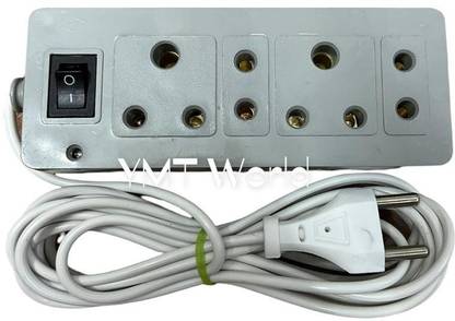 YMT WORLD 4 Pin Plug Adapter Multi-Plug with 4 Sockets 6A-240V with 3 meter copper wire 4  Socket Extension Boards