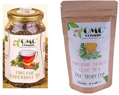 One More Cup Nettle Tea & Peppermint Tea Combo Pack of Peppermint Tea 40GM & Nettle Leaf 20GM Herbs Herbal Tea Plastic Bottle