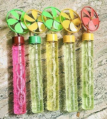 gofii Bubble Stick with Ring Windmill Fan Pack of 5 Sticks Toy Bubble Maker Toy Bubble Maker