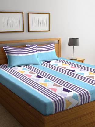 KAPRIDO 210 TC Cotton Double Printed Flat Bedsheet