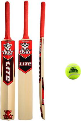 VICKY Lite Cricket Tennis Bat With Hoshot Tennis Ball, Red Cricket Kit