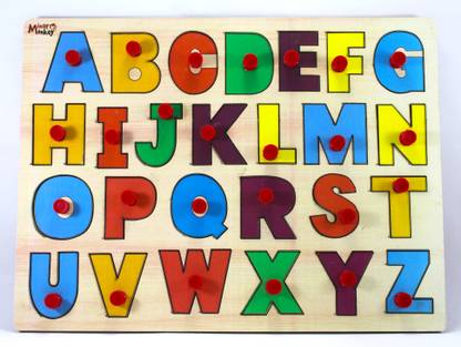 minor monkey Wooden alphabet shape Puzzle with knob For Kids Learning And Educational Toy.