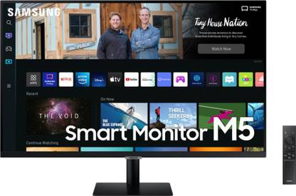 Samsung M5 68.58 cm (27 inch) Full HD VA Panel with embedded TV Apps, PC-less productivity with Samsung DeX, Office 365, Google Duo app, and IoT Hub, Built-in Speakers, Ultrawide Game View Smart Monitor (LS27CM500EWXXL/ LS27BM500EWXXL)