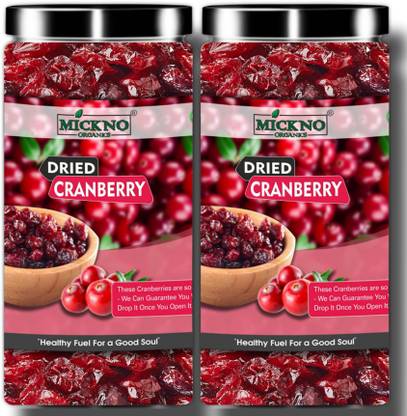 mickno organics 500gm USA Dried Cranberries Slice Dry fruits (2 X 250g) - No Added Sugar Cranberries
