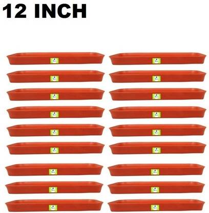 Spylark Square Plant Bottom Tray/Saucer Base Plate/Dip Tray for Pots-Terracotta 12 Inch Plant Container Set