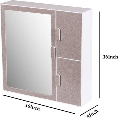 ChamundaAcrylic Bathroom cabinet with mirror 16*16 inch, color - biscuit granite Acrylic Wall Shelf