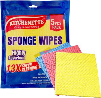 Kitchenette Sponge wipes reusable and cellulose made sponge wipes pack of 5 Sponge Wipe, Scrub Sponge