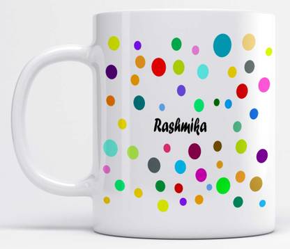 LOFOFY Name Rashmika Polka Dot Printed Ceramic Coffee Mug