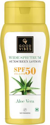 GOOD VIBES Sunscreen - SPF 50 Aloe Vera Wide Spectrum Sunscreen Lotion