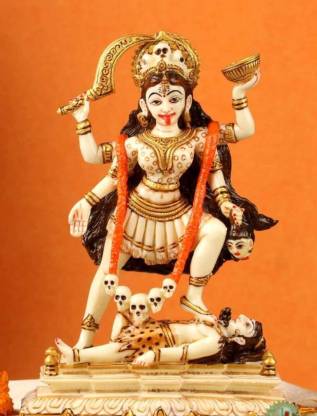 KashiKraft Kali Maa Sculpture | Goddess Kali |Maa Kali | Durga | Idol | God Idol | Handicraft | Showpiece | Decoration Item for Home | Office | Diwali | Pooja Room | Mandir | Gift | Resin (Size: 19cm) Decorative Showpiece  -  19 cm