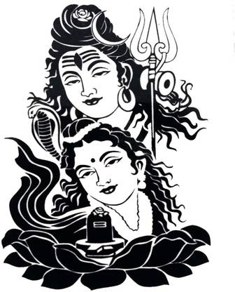 AFH Lord Shiv Parvati Religious Black White Temporary Body Tattoo