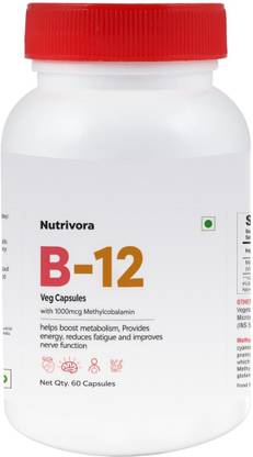 Nutrivora Vitamin B12 Capsules, 1000 Mcg b12, b12 supplements for daily use