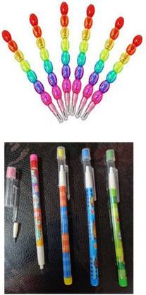 imtion 2 in 1 ( 2 Pcs Moti pencil + 4 Pcs Dhakka Nip Pancil attached eraser ) for kids