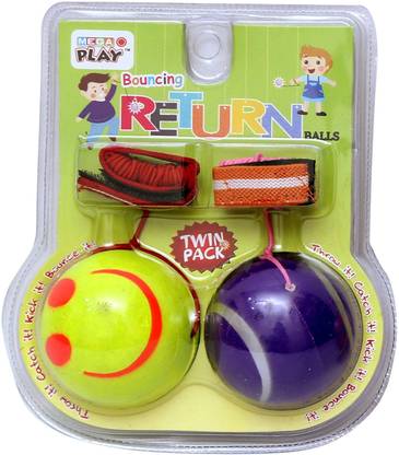 MegaPlay MINI Bouncing Return Ball Twin Pack with Elastic & wrist band (2Pcs) Jumping Ball