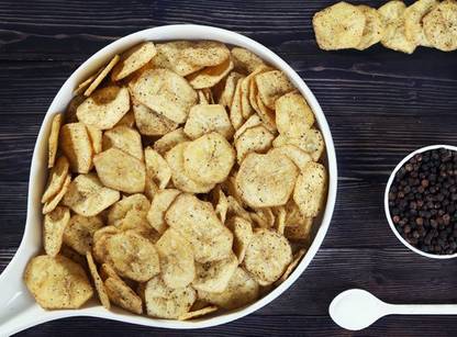 FreshoCartz Crispy Banana Chips | Kela Wafers | Black Pepper Masala Banana Wafers (500gm)