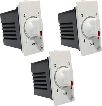 Hiru 3 PCS MODULAR FAN REGULATOR 4 STEP FAN REGULATOR for Home & Office Step-Type Button Regulator