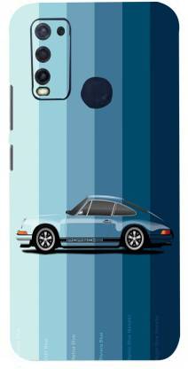 CLAXA Blue Car Vivo Y50 Back Skin Guard, Blue Car Mobile Skin