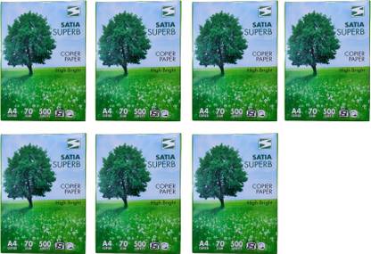 Satia A4 70GSM WHITE PAPER REAMS SETOF7 UNRULED PLAIN WHITE A4 70 gsm Copy Paper