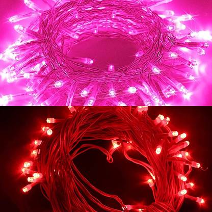 Sameer Enterprises 30 LEDs 14.99 m Pink, Red Flickering, Steady String Rice Lights