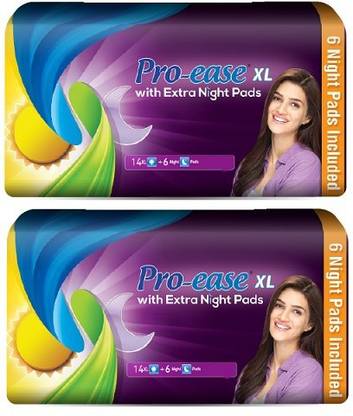 Pro-ease XL With Extra Night Pads (14 Day Pads + 6 Night Pads) - (Pack Of 2) Sanitary Pad