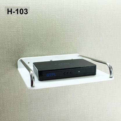 JOGAN Multi-Purpose Fancy Acrylic Wall Shelf Setup Box Stand & WiFi Router Holder Acrylic, Stainless Steel Wall Shelf