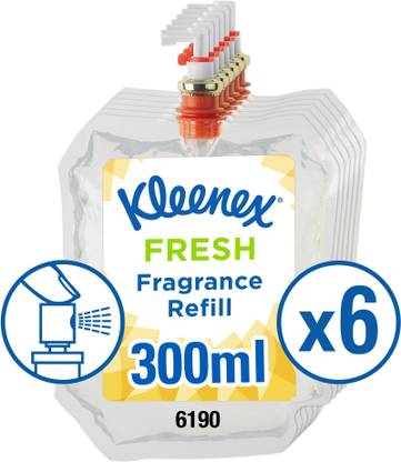Kleenex Aloe-vera and cucumber Refill AirCare AirFreshner Refill (6190), Fresh Fragrance-6 Pouch x 300 ml Per Pouch